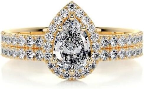 4 CT Pear Cut Halo Wedding Ring Set Handmade Engagement Ring for Women Anniversary Promise Gifts for Her Moissanite in Kuwait
