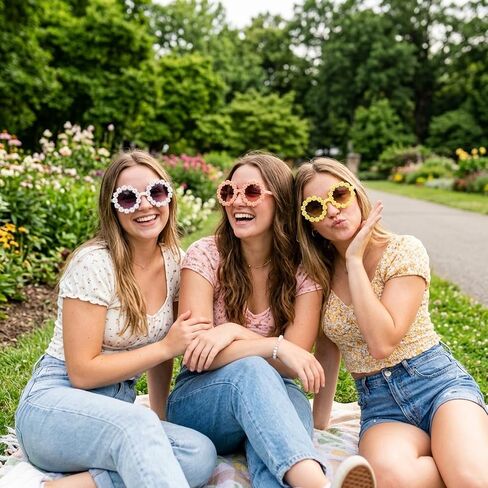 Flower Sunglasses, 5 Pairs of Floral Glasses for Spring Easter Celebrations and Summer Beach Parties, Vibrant Flower Girl Sunglasses for Party Favors and Photo Booth Sessions in Saudi Arabia