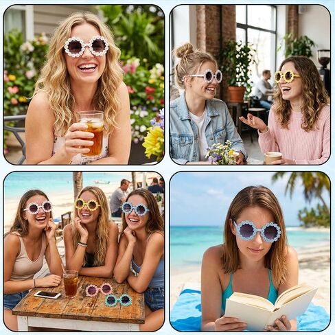 Flower Sunglasses, 5 Pairs of Floral Glasses for Spring Easter Celebrations and Summer Beach Parties, Vibrant Flower Girl Sunglasses for Party Favors and Photo Booth Sessions in Saudi Arabia