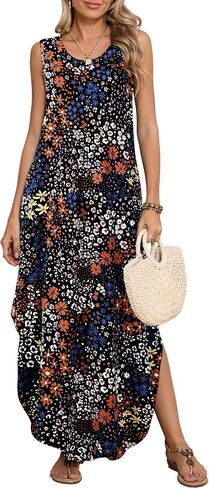 BELAROI Womens Plus Size Maxi Dress Sundress Summer Casual Sleeveless Scoop Neck Pockets Beach Swimsuit Coverup Loose Outfits in Kuwait