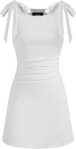 CIDER Mini Dress Bodycon Sexy Square Neck Bowknot Sleeveless High Waist Party Cocktail Elegant Dresses for Women in Kuwait
