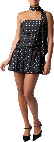 Lulus Lucy Bubble Mini Dress with Scarf: Strapless Cocktail Dress, A-Line Party Dress, Holiday & Evening Dress in Saudi Arabia
