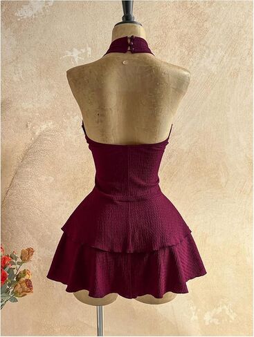BEAUDRM Women's Summer Drop Waist Dress Starfish Backless Mini Dress Halter Ruffle Cute Vacation Sundresses Brunch Outfits in Kuwait