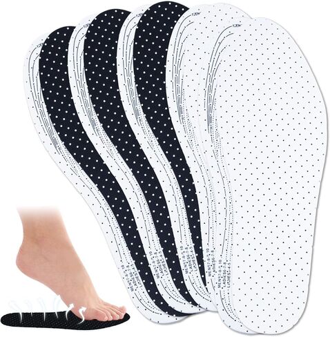 5 Pairs Breathable Cushioned Insole Ultra-Soft Cushioned Walking Comfort Insole Double Latex Foam Perforated Insole Cuttable Replacement Insole for Men 7-11 Woman 2-8(Black,White) in Kuwait