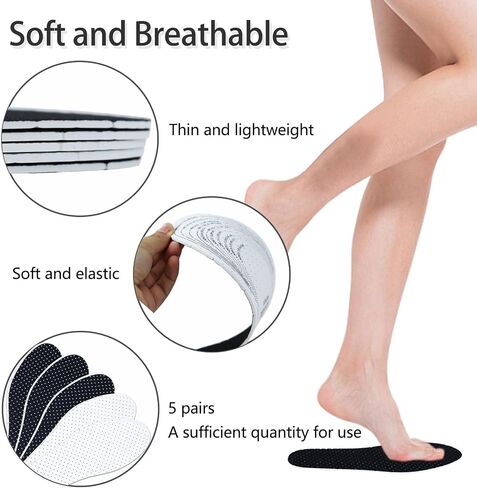 5 Pairs Breathable Cushioned Insole Ultra-Soft Cushioned Walking Comfort Insole Double Latex Foam Perforated Insole Cuttable Replacement Insole for Men 7-11 Woman 2-8(Black,White) in Kuwait