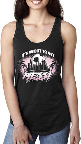 Its About to Get Miami Style Soccer Fan Goat Sports Ladies Racerback Tank Top in Kuwait