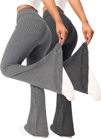 Womens Crossover Yoga Pants High Waisted Flare Leggings Tummy Control Bootcut Workout Pants in Kuwait