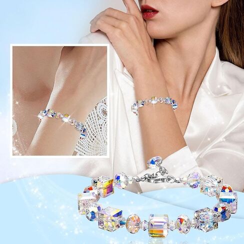 Northern Lights Ladies Crystal Bracelet, 17.8 cm with 5 cm Extension, Jewelry Gift Box for Mother's Day, Birthdays, and Anniversaries in Kuwait