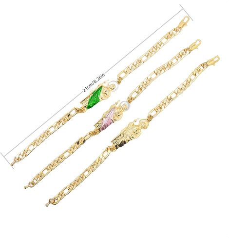 San Judas Tedeo Bracelet - Gold Plated Figaro Chain Saint Jude Religious Jewelry - Tarnish-Resistant Spiritual Accessory for Hope & Faith (Multicolor Robe Design) in Kuwait
