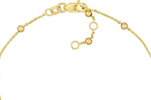 JEWELHEART 14K Solid Gold Bracelet For Women - Miraculous Virgin Mary Medal Cross Charm Bracelet - Minimalist Yellow Real Gold Ball Bead Chain Bracelet Adjustable From 6.25" Up To 7.25" in Saudi Arabia