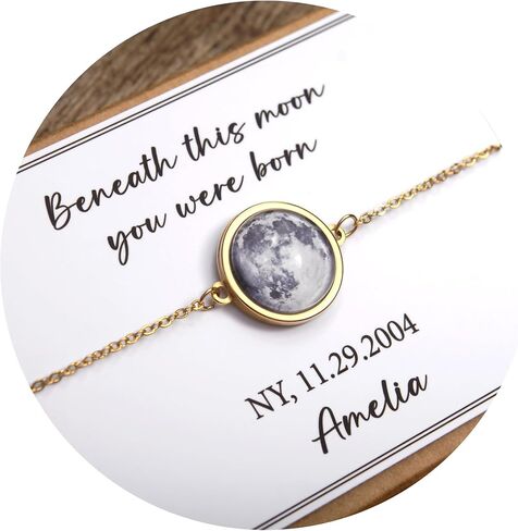 Personalized Moon Phase Bracelet, Custom Moon Phase By Date Bracelet, Custom Birth Moon Phase Jewelry, Personalized Gift For Her, Customized Birthday Gift For Women, Gift for Mom in Saudi Arabia