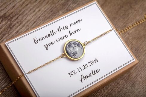 Personalized Moon Phase Bracelet, Custom Moon Phase By Date Bracelet, Custom Birth Moon Phase Jewelry, Personalized Gift For Her, Customized Birthday Gift For Women, Gift for Mom in Saudi Arabia