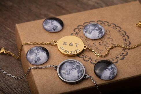 Personalized Moon Phase Bracelet, Custom Moon Phase By Date Bracelet, Custom Birth Moon Phase Jewelry, Personalized Gift For Her, Customized Birthday Gift For Women, Gift for Mom in Saudi Arabia