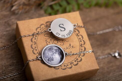 Personalized Moon Phase Bracelet, Custom Moon Phase By Date Bracelet, Custom Birth Moon Phase Jewelry, Personalized Gift For Her, Customized Birthday Gift For Women, Gift for Mom in Saudi Arabia