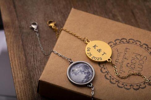 Personalized Moon Phase Bracelet, Custom Moon Phase By Date Bracelet, Custom Birth Moon Phase Jewelry, Personalized Gift For Her, Customized Birthday Gift For Women, Gift for Mom in Saudi Arabia