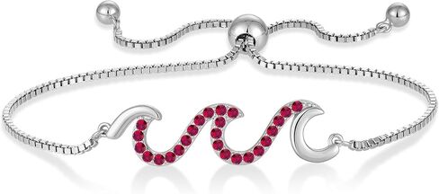 STARCHENIE 925 Sterling Silver Wave Bracelet for Women Adjustable Birthstone Bracelet Beach Ocean Jewelry in Kuwait
