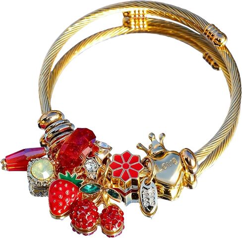 Charm Bracelets For Women Cute Bracelets Gold Strawberry Heart Rhinestone Cute Jewelry Christmas Charm Bracelet Christmas Jewelry in Saudi Arabia