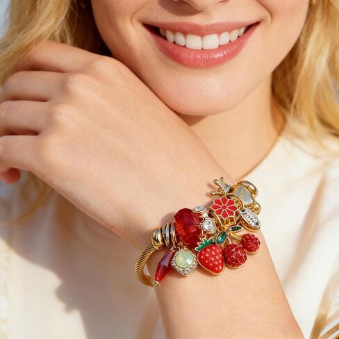 Charm Bracelets For Women Cute Bracelets Gold Strawberry Heart Rhinestone Cute Jewelry Christmas Charm Bracelet Christmas Jewelry in Saudi Arabia