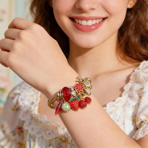 Charm Bracelets For Women Cute Bracelets Gold Strawberry Heart Rhinestone Cute Jewelry Christmas Charm Bracelet Christmas Jewelry in Saudi Arabia