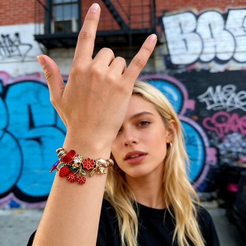 Charm Bracelets For Women Cute Bracelets Gold Strawberry Heart Rhinestone Cute Jewelry Christmas Charm Bracelet Christmas Jewelry in Saudi Arabia