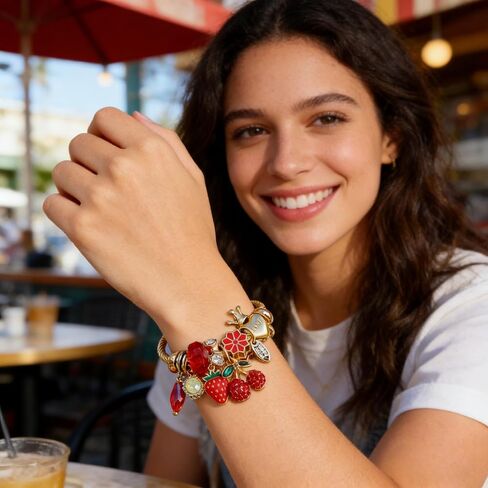Charm Bracelets For Women Cute Bracelets Gold Strawberry Heart Rhinestone Cute Jewelry Christmas Charm Bracelet Christmas Jewelry in Saudi Arabia