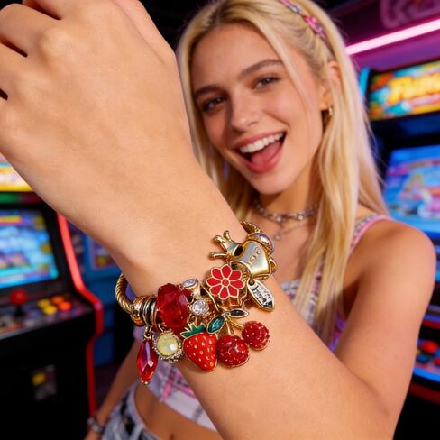Charm Bracelets For Women Cute Bracelets Gold Strawberry Heart Rhinestone Cute Jewelry Christmas Charm Bracelet Christmas Jewelry in Saudi Arabia