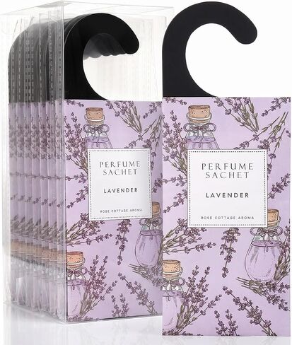 ROSE COTTAGE كبير 12 عبوة من معطر الهواء بخزانة معلقة باللافندر ومزيل الروائح الكريهة، أكياس معطرة تدوم طويلاً، بضائع ذات رائحة للمنزل in Kuwait