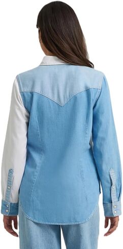 Wrangler Women's Denim Color Block Snap Shirt in Kuwait