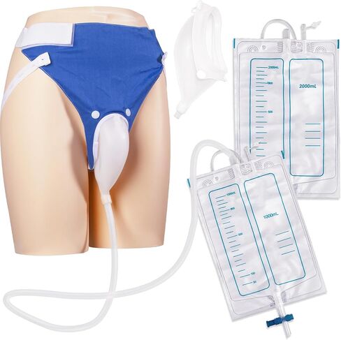 Wearable Urine Collector for Men with Soft Breathable Fixation Pants, Silicone External Catheter with Tube, 1000ml and 2000ml Urine Collection Bags for Travel and Daily Use, Elderly Men Black in Saudi Arabia
