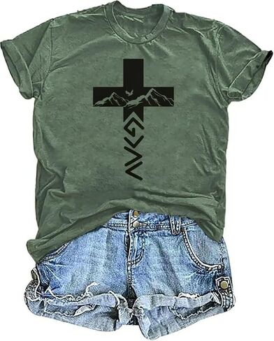 If The Stars were Made to Worship T Shirt for Women Vintage Jesus Christian Religious Tee Outdoor Short Sleeve Tops in Kuwait