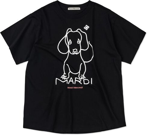 تي شيرت mardi mercredi DDANJI CH.02 - 100% قطن، مقاس عادي، شخصية كلب ألماني صغير، رسم خط نظيف in Kuwait