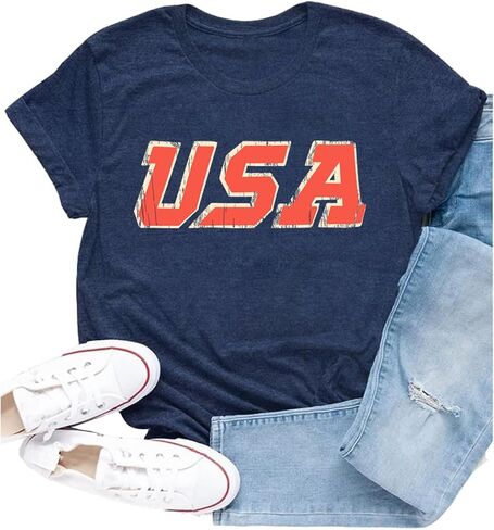 American Flag Shirt for Women USA Patriotic Bow T-Shirt 4th of July America Tee Tops in Saudi Arabia