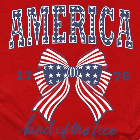 American Flag Shirt for Women USA Patriotic Bow T-Shirt 4th of July America Tee Tops in Kuwait