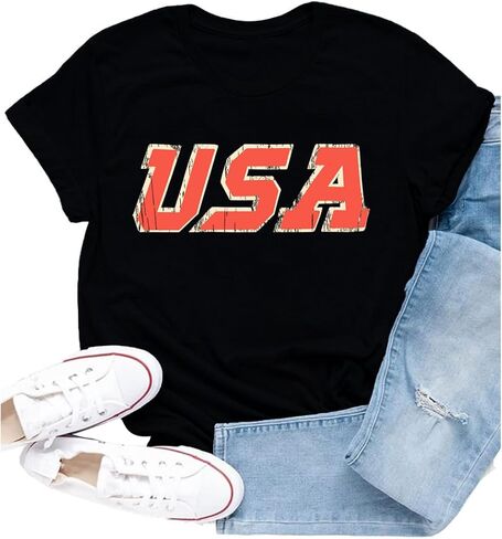 American Flag Shirt for Women USA Patriotic Bow T-Shirt 4th of July America Tee Tops in Kuwait