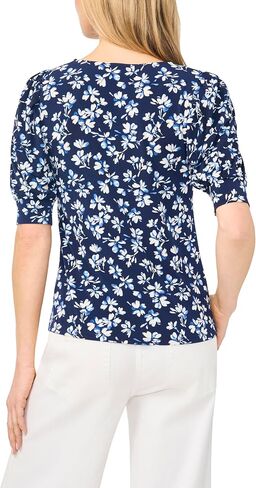 CeCe Elbow Sleeve Crew Neck Shirred Knit Top in Kuwait