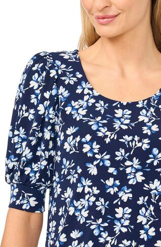 CeCe Elbow Sleeve Crew Neck Shirred Knit Top in Kuwait