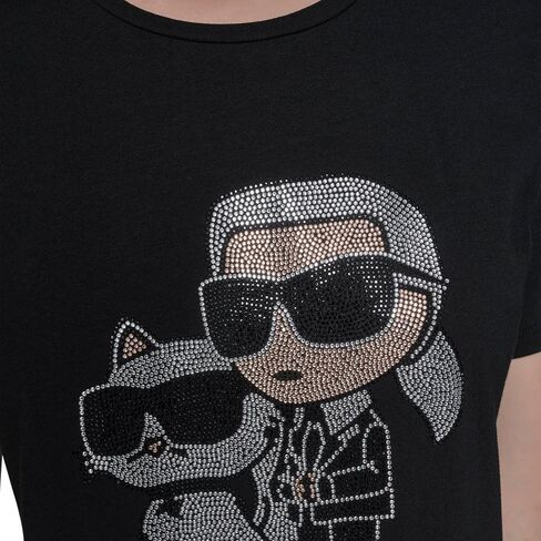 Karl Lagerfeld Women's Short Sleeve Trendy Bling Logo Choupette T-Shirt in Kuwait