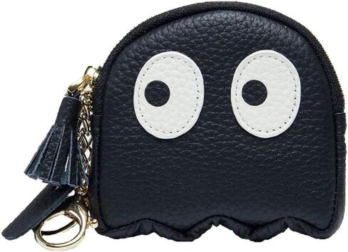 1 Pcs Funny Cartoon Ghost Coin Purse Cute Mini Genuine Leather Wallet Small Coin Purse with Keychain Wallet Funny Cute Coin Bag for Women (Black) in Saudi Arabia