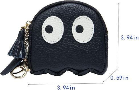 1 Pcs Funny Cartoon Ghost Coin Purse Cute Mini Genuine Leather Wallet Small Coin Purse with Keychain Wallet Funny Cute Coin Bag for Women (Black) in Saudi Arabia