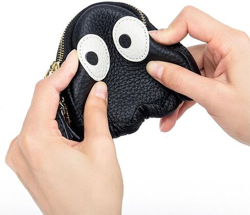 1 Pcs Funny Cartoon Ghost Coin Purse Cute Mini Genuine Leather Wallet Small Coin Purse with Keychain Wallet Funny Cute Coin Bag for Women (Black) in Saudi Arabia