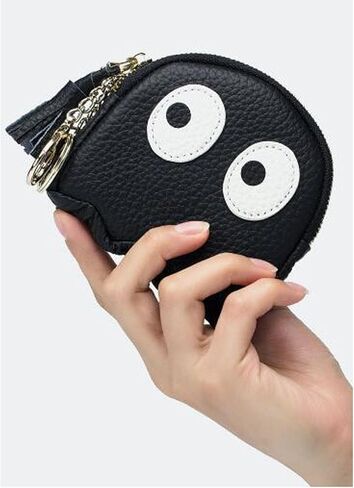 1 Pcs Funny Cartoon Ghost Coin Purse Cute Mini Genuine Leather Wallet Small Coin Purse with Keychain Wallet Funny Cute Coin Bag for Women (Black) in Saudi Arabia