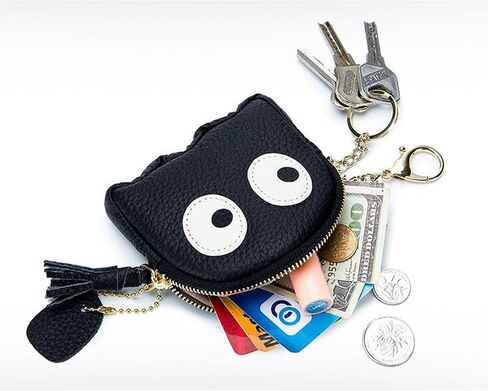1 Pcs Funny Cartoon Ghost Coin Purse Cute Mini Genuine Leather Wallet Small Coin Purse with Keychain Wallet Funny Cute Coin Bag for Women (Black) in Saudi Arabia
