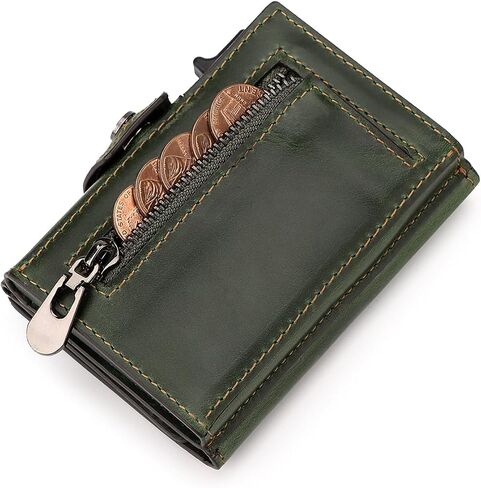Wallet for Women,with Money Clip 10 Cards Metal Case Smart Slim Pop Up Credit Card Holder Flip with Magnetic Closure RFID Blocking wallet Zipper coin bag in Kuwait