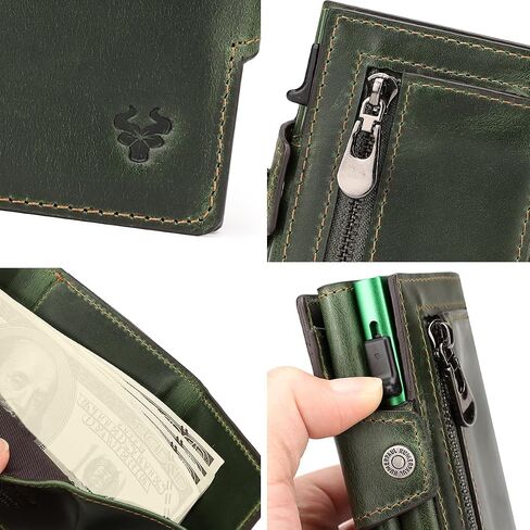 Wallet for Women,with Money Clip 10 Cards Metal Case Smart Slim Pop Up Credit Card Holder Flip with Magnetic Closure RFID Blocking wallet Zipper coin bag in Kuwait
