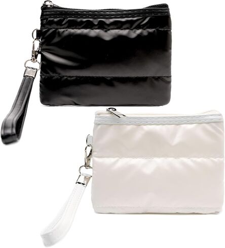 2 Pcs Quilted Coin Purse for Women, Small Wallet Wristlet Zipper Mini Pouch Card Holder Key Pouch Small Bag Compact Lightweight Travel Wallet (2, Pink/Silver) in Kuwait