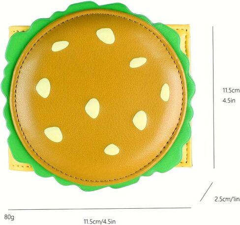 Burger Shaped Coin Purse, Pu Leather Mini Wallet Card Holder, Cute Cartoon Change Pouch for Women & Men Daily & Travel Use in Saudi Arabia