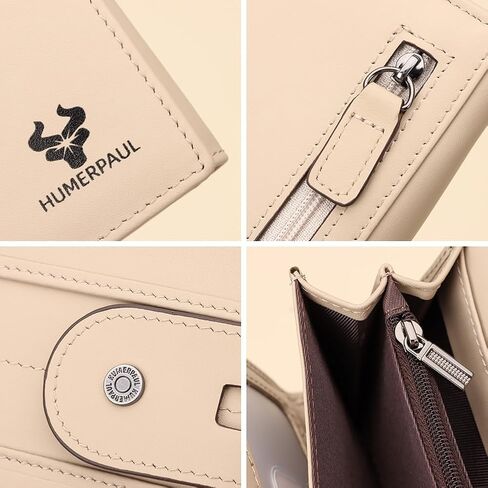 Fashionable lady's genuine leather wallet, RFID anti-theft card-swiping three-sided folding wallet, featuring a photo window and multi-slot design, with large capacity for banknotes compartments in Kuwait