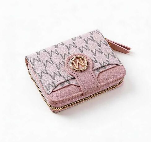 Women's Wallet with Multiple Card Slots and Pockets, Short Compact Thickened Korean Style Fashionable Vintage Coin Purse, PU Material, Snap Closure, Slim Form (Apricot) in Kuwait