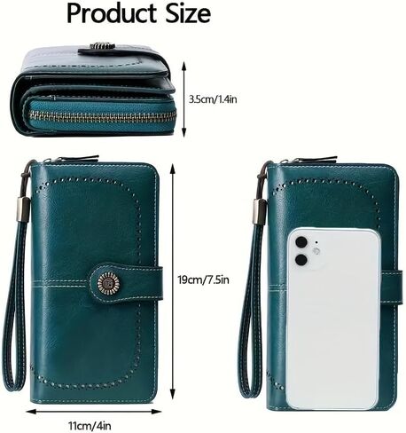 Large Capacity Long Wallet Solid Color Multi-card Women's Purse Multi-function Zipper Wallet with Wrist Strap in Kuwait