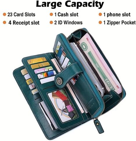 Large Capacity Long Wallet Solid Color Multi-card Women's Purse Multi-function Zipper Wallet with Wrist Strap in Kuwait